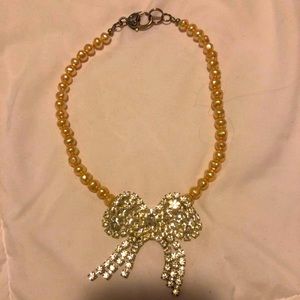 Swarovski and pearl bow necklace